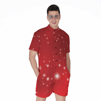 Shiny Sparkle Print Men's Rompers