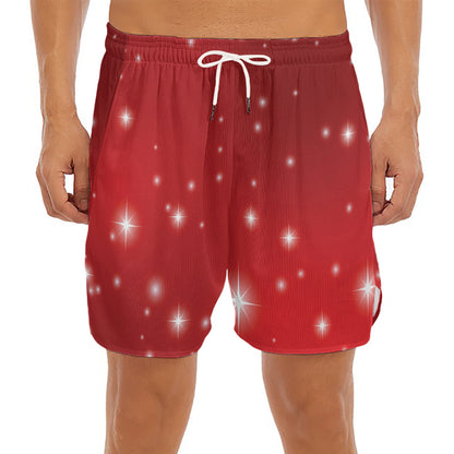 Shiny Sparkle Print Men's Split Running Shorts