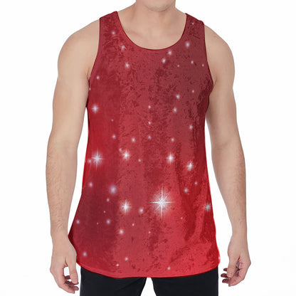 Shiny Sparkle Print Men's Velvet Tank Top