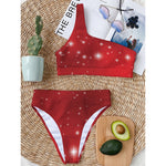 Shiny Sparkle Print One Shoulder Bikini Top