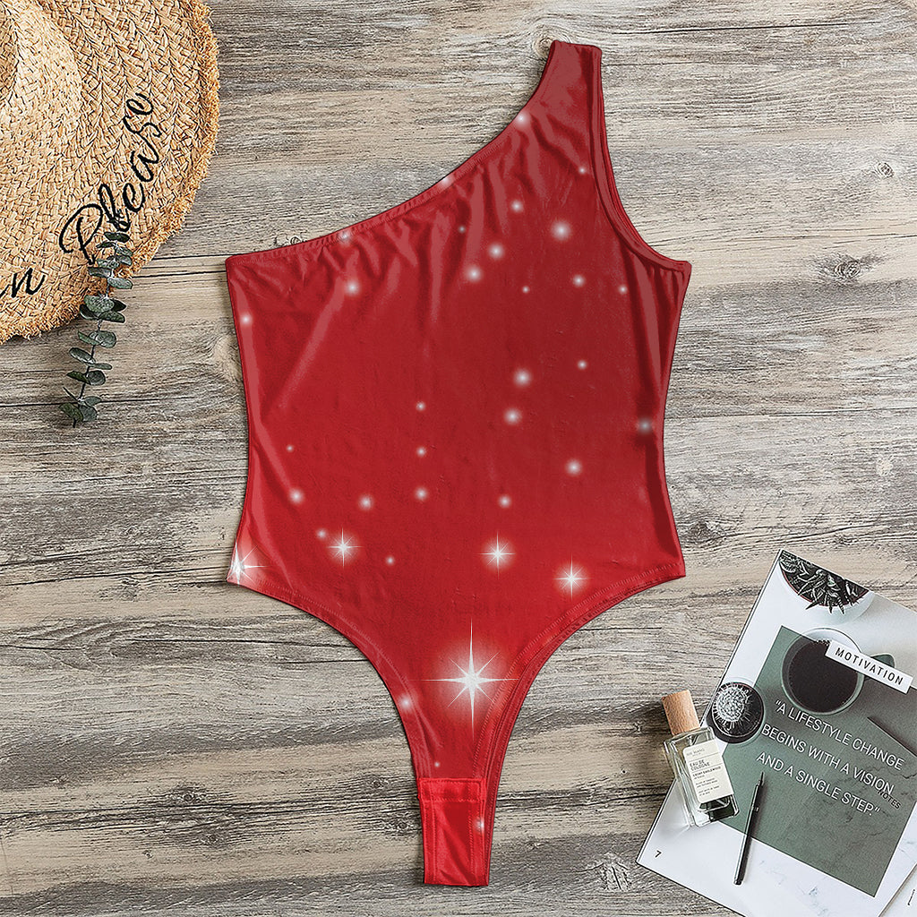 Shiny Sparkle Print One Shoulder Bodysuit