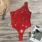 Shiny Sparkle Print One Shoulder Bodysuit