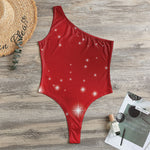 Shiny Sparkle Print One Shoulder Bodysuit