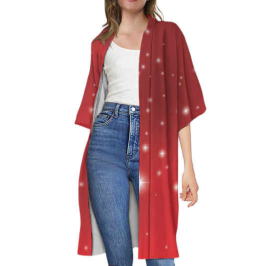 Shiny Sparkle Print Open Front Beach Cover Up