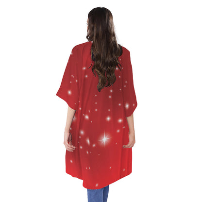 Shiny Sparkle Print Open Front Beach Cover Up