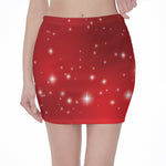 Shiny Sparkle Print Pencil Mini Skirt