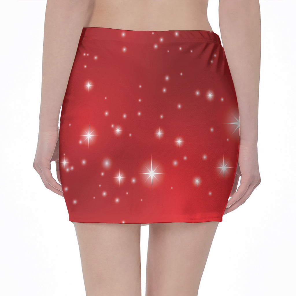 Shiny Sparkle Print Pencil Mini Skirt