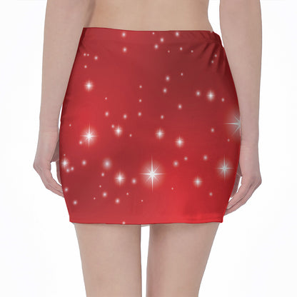 Shiny Sparkle Print Pencil Mini Skirt