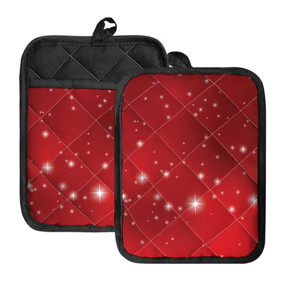 Shiny Sparkle Print Pot Holders With Pocket