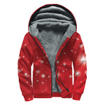 Shiny Sparkle Print Sherpa Lined Zip Up Hoodie