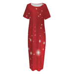Shiny Sparkle Print Short Sleeve Long Nightdress