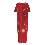 Shiny Sparkle Print Short Sleeve Long Nightdress