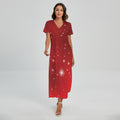 Shiny Sparkle Print Short Sleeve Maxi Dress