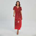 Shiny Sparkle Print Short Sleeve Maxi Dress