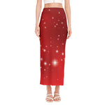 Shiny Sparkle Print Side Slit Maxi Skirt