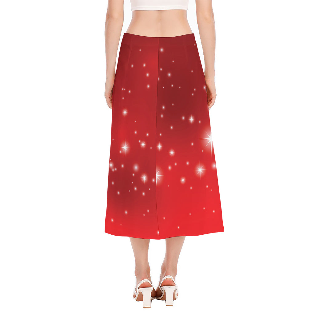 Shiny Sparkle Print Side Slit Midi Skirt