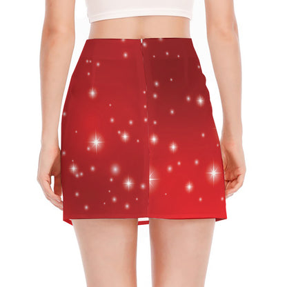 Shiny Sparkle Print Side Slit Mini Skirt