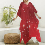 Shiny Sparkle Print Silk V-Neck Kaftan Dress