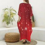 Shiny Sparkle Print Silk V-Neck Kaftan Dress