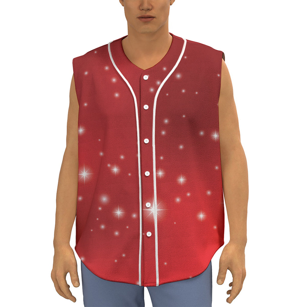 Shiny Sparkle Print Sleeveless Baseball Jersey