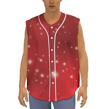 Shiny Sparkle Print Sleeveless Baseball Jersey