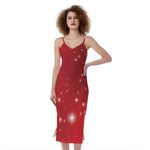 Shiny Sparkle Print Slim Fit Midi Cami Dress