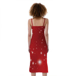 Shiny Sparkle Print Slim Fit Midi Cami Dress