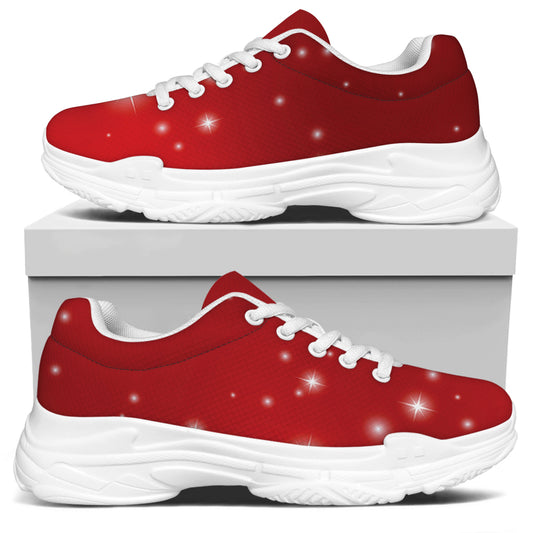 Shiny Sparkle Print White Chunky Shoes