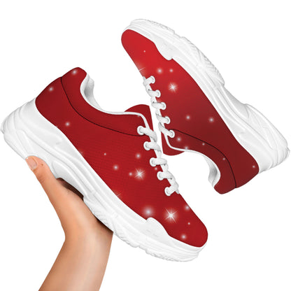 Shiny Sparkle Print White Chunky Shoes