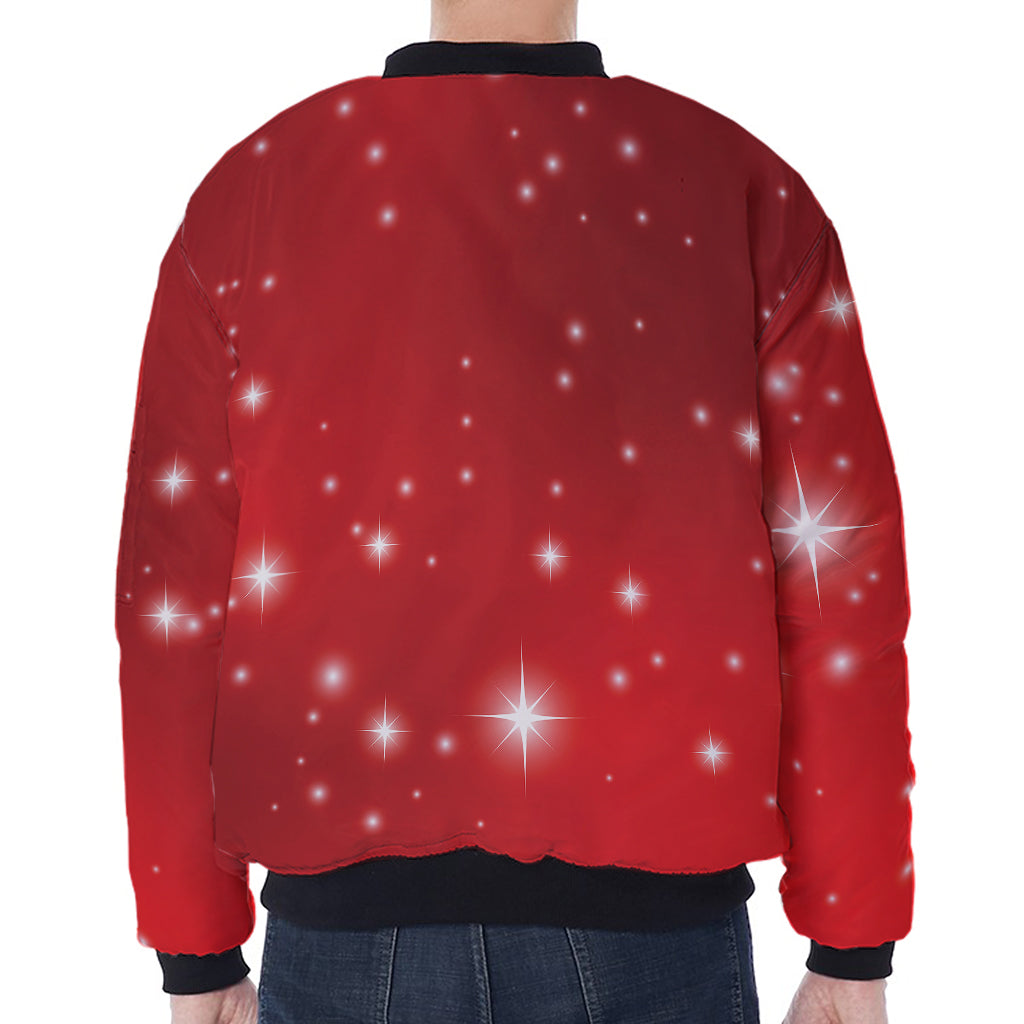 Shiny Sparkle Print Zip Sleeve Bomber Jacket