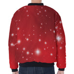 Shiny Sparkle Print Zip Sleeve Bomber Jacket