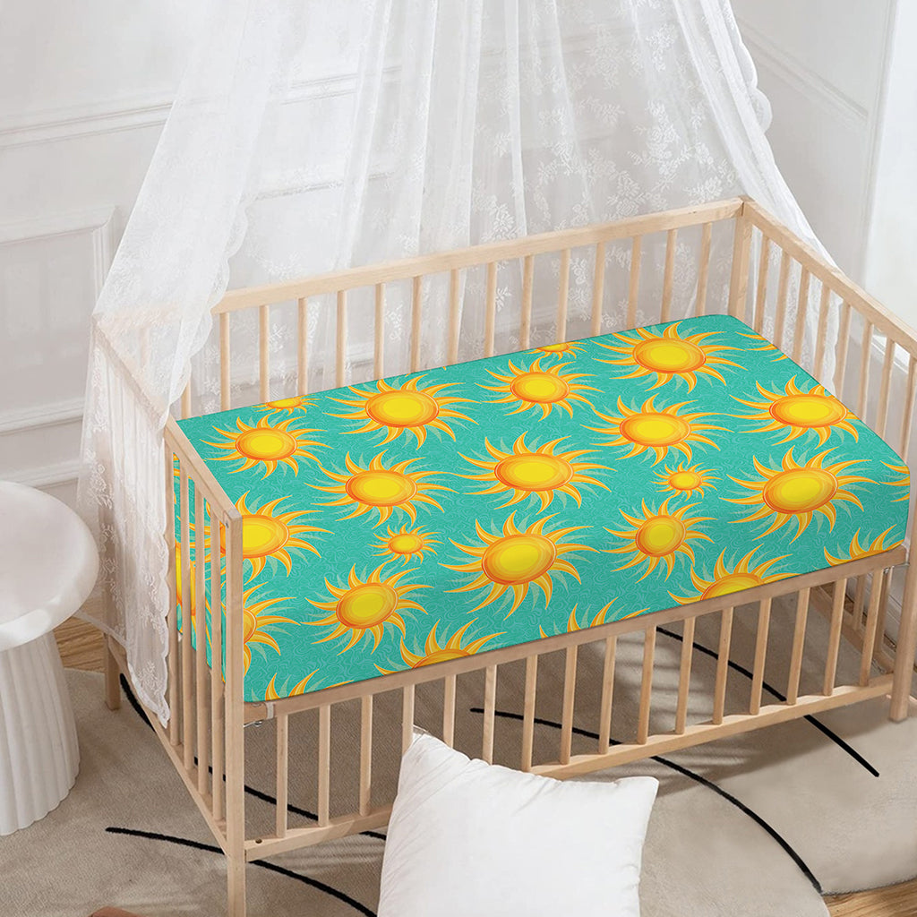 Shiny Sun Pattern Print Baby Crib Sheet