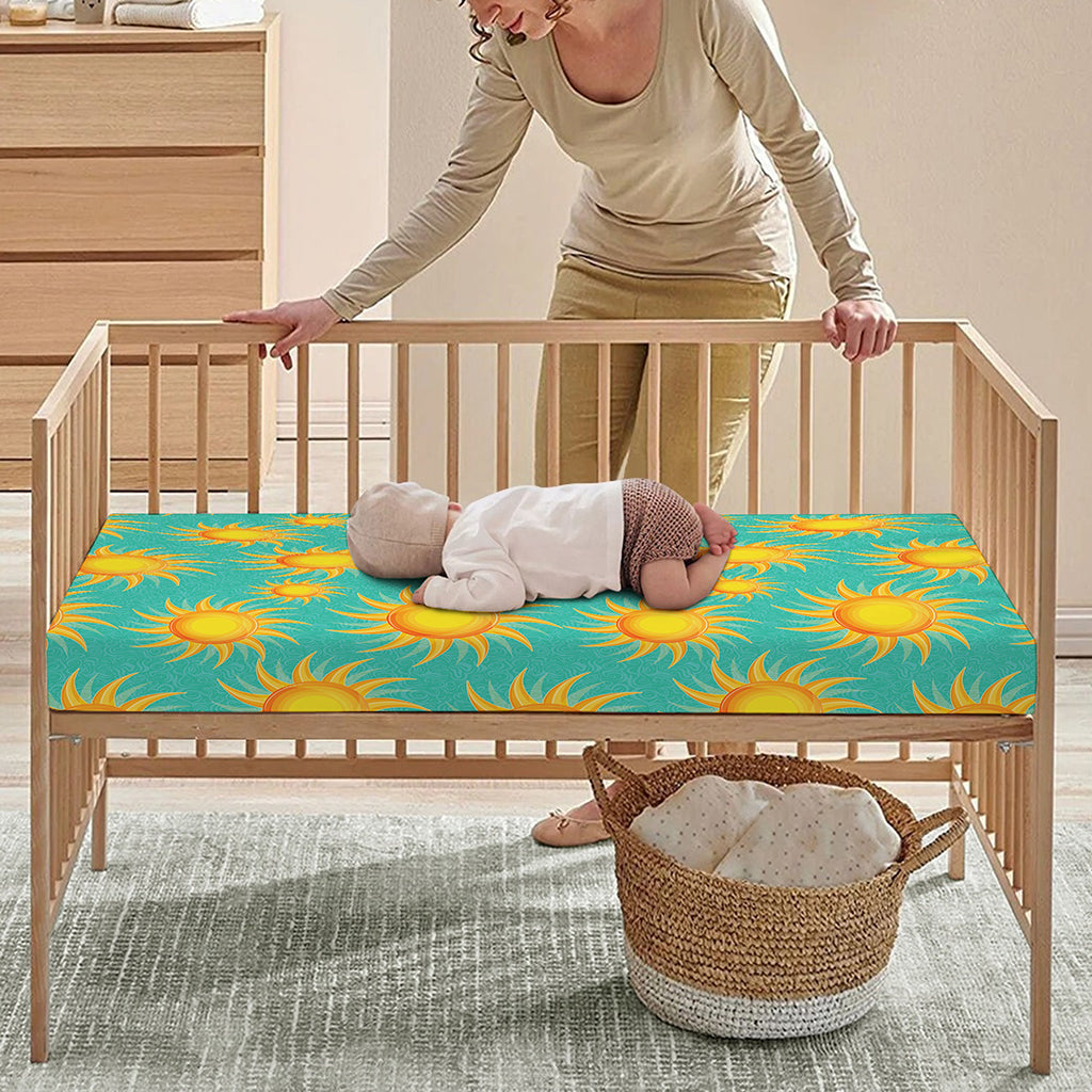 Shiny Sun Pattern Print Baby Crib Sheet