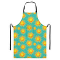 Shiny Sun Pattern Print Bib Apron With Pocket