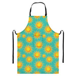 Shiny Sun Pattern Print Bib Apron With Pocket