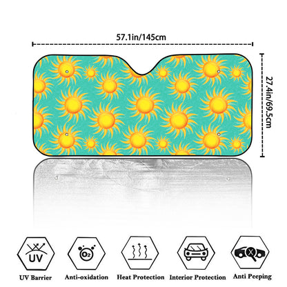 Shiny Sun Pattern Print Car Windshield Sun Shade