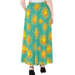 Shiny Sun Pattern Print Chiffon Maxi Skirt