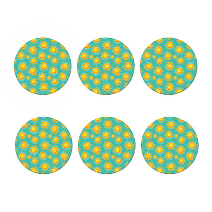 Shiny Sun Pattern Print Coaster Set
