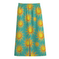 Shiny Sun Pattern Print Cotton Front Slit Maxi Skirt