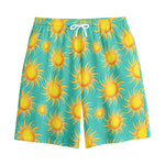 Shiny Sun Pattern Print Cotton Shorts