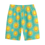Shiny Sun Pattern Print Cotton Shorts