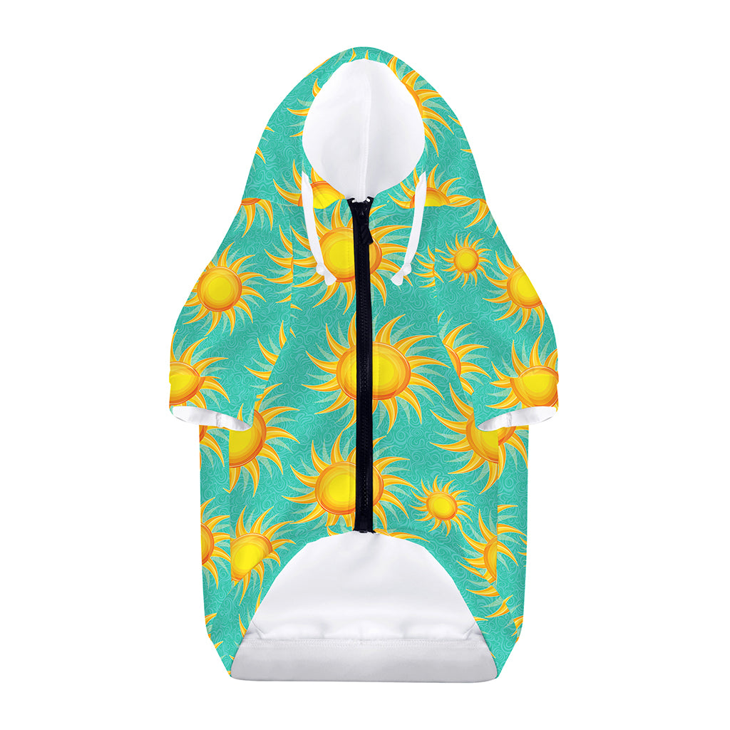 Shiny Sun Pattern Print Dog Zip Up Hoodie