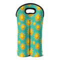 Shiny Sun Pattern Print Double Neoprene Wine Tote