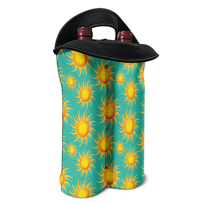 Shiny Sun Pattern Print Double Neoprene Wine Tote