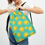 Shiny Sun Pattern Print Drawstring Backpack