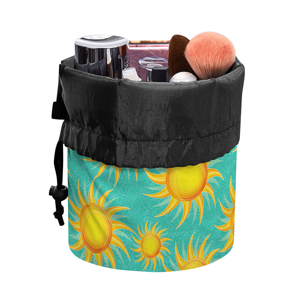 Shiny Sun Pattern Print Drawstring Makeup Bag