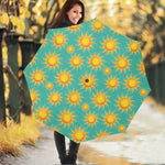 Shiny Sun Pattern Print Foldable Umbrella