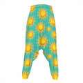 Shiny Sun Pattern Print Hammer Pants