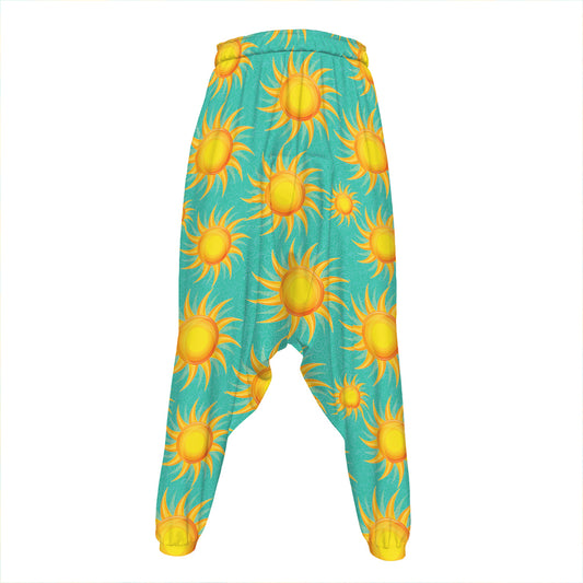 Shiny Sun Pattern Print Hammer Pants