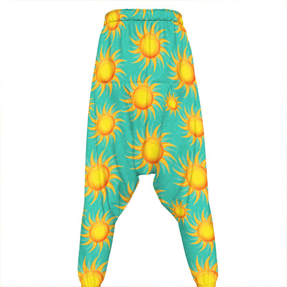 Shiny Sun Pattern Print Hammer Pants